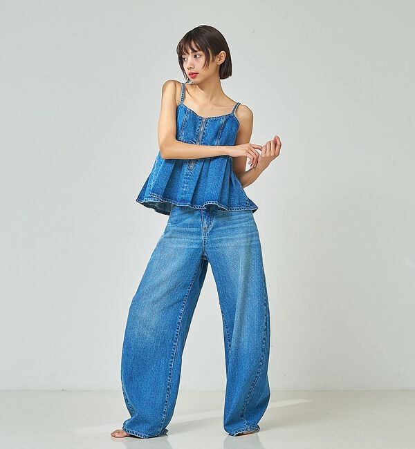 abahouse mavie「ウォッシュドデニムキャミ/レイヤード/バックリボン/春服/夏服」|キャミソール|