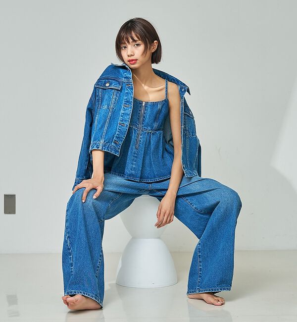 abahouse mavie「ウォッシュドデニムキャミ/レイヤード/バックリボン/春服/夏服」|キャミソール|