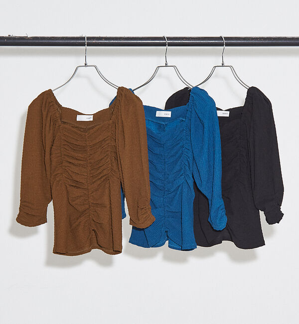 NOMINE「シャーリング ボリュームスリーブ2WAYプルオーバー」|Tシャツ・カットソー|