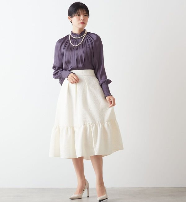 TIARA「《定番》ヴィンテージサテン2WAYフリルネックブラウス」|シャツ・ブラウス|