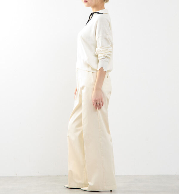 SOFFITTO「かぎ針刺繍スキッパーニット」|ニット・セーター|