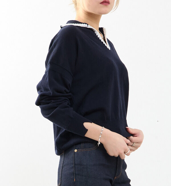 SOFFITTO「かぎ針刺繍スキッパーニット」|ニット・セーター|