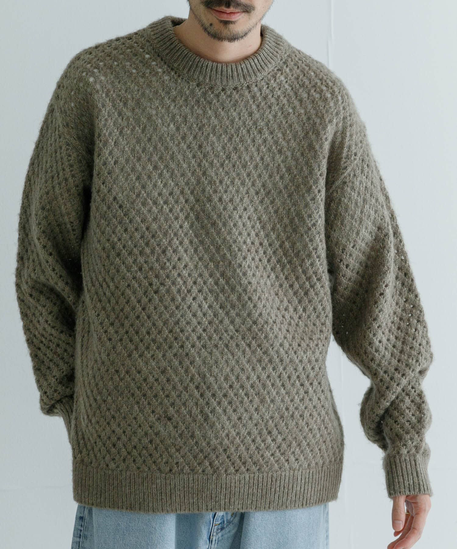 URBAN RESEARCH「ウールアクリルメッシュニット」|ニット・セーター|モカ