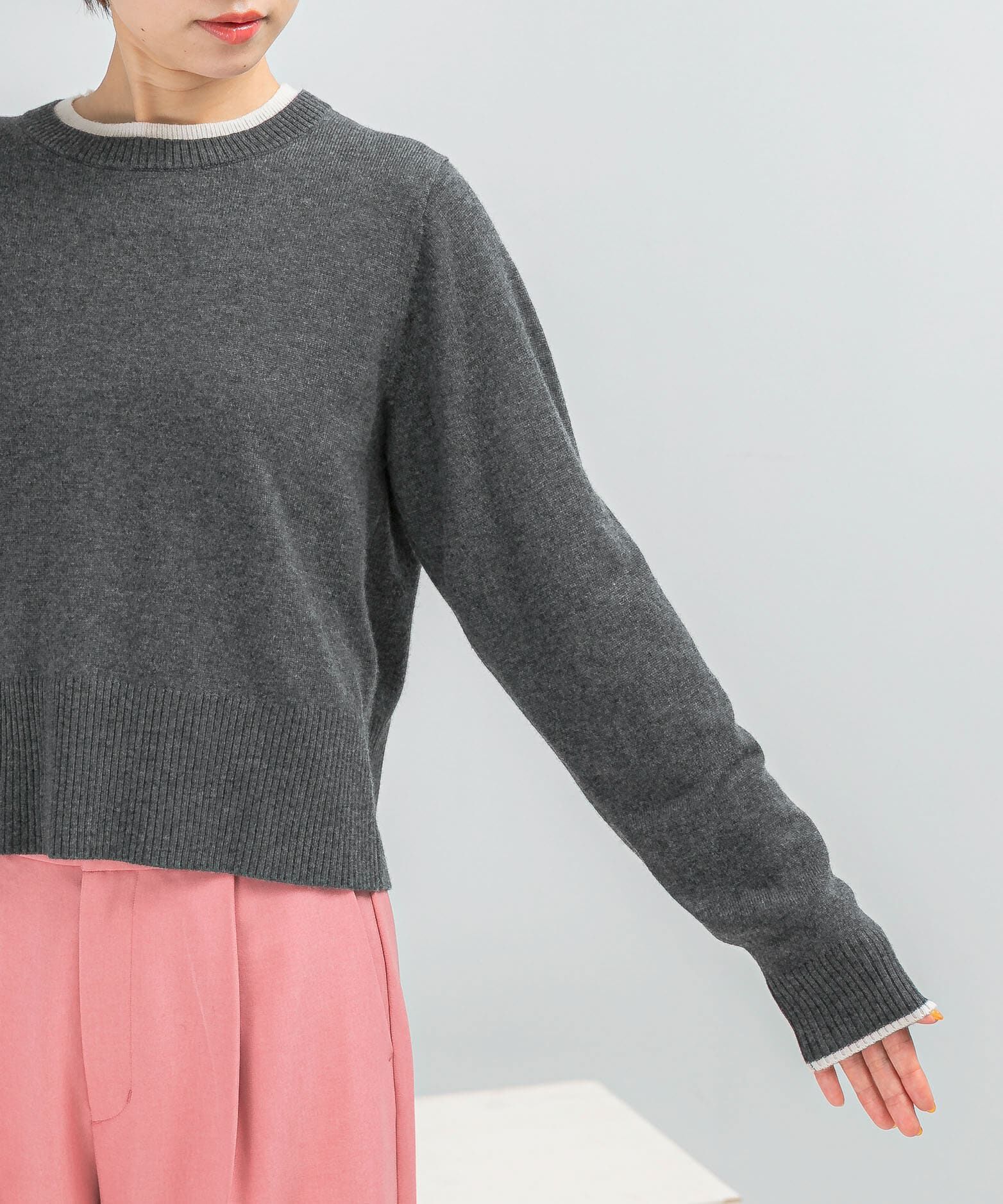 URBAN RESEARCH ROSSO「カシミヤ混バイカラーコンパクトニット」|ニット・セーター|