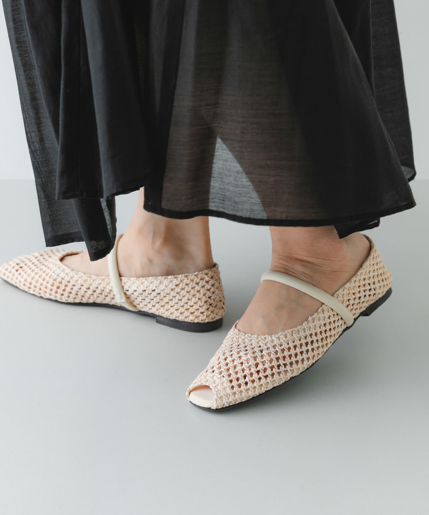 RODE SKO「ピープトゥベルトメッシュフラット」|その他|