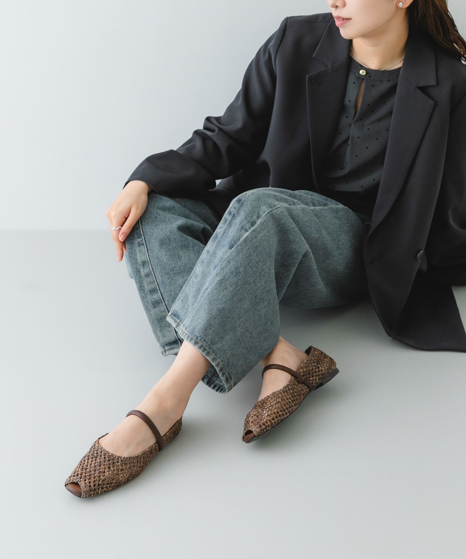 RODE SKO「ピープトゥベルトメッシュフラット」|その他|