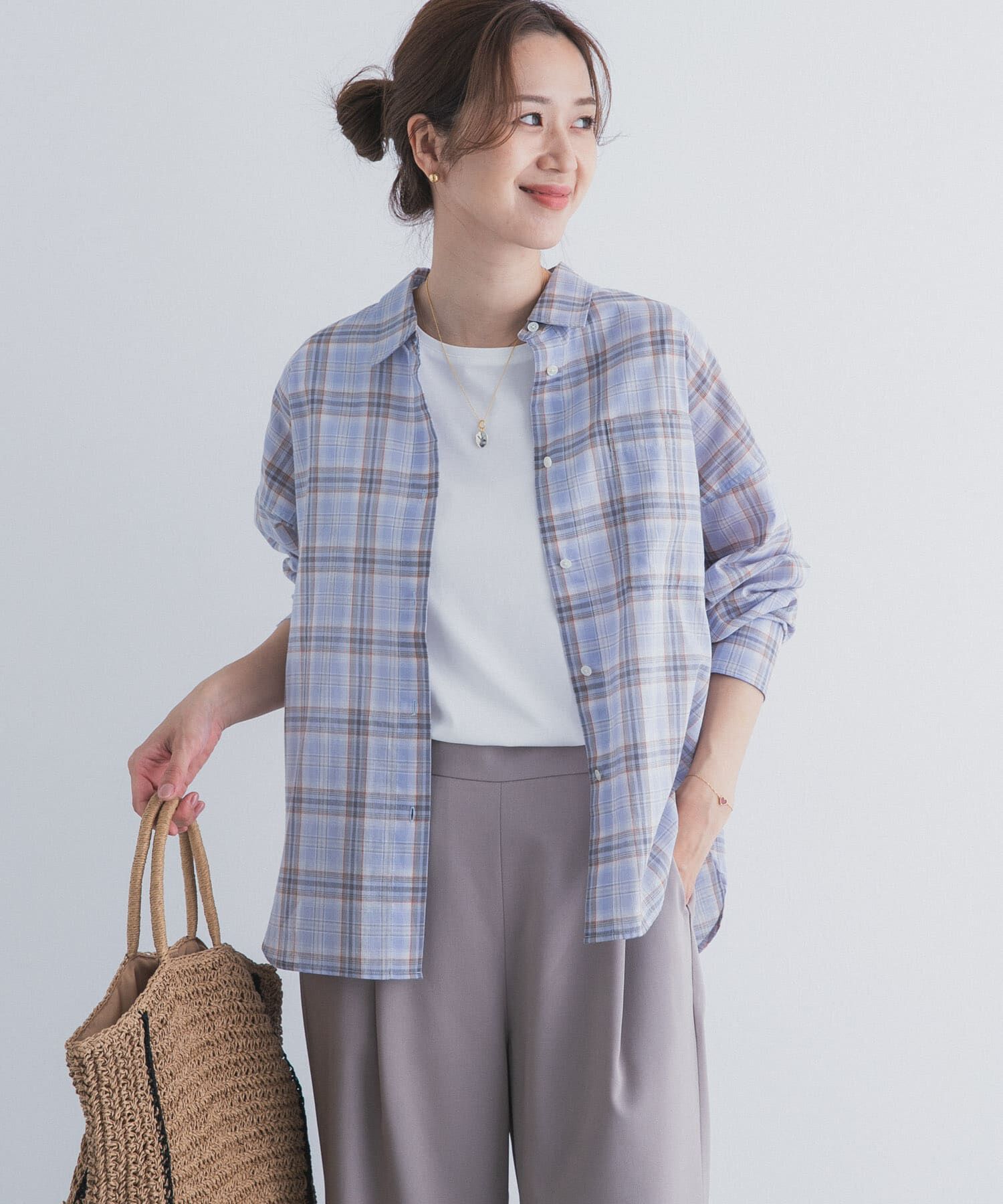 URBAN RESEARCH DOORS「チェックシアーシャツ」|シャツ・ブラウス|