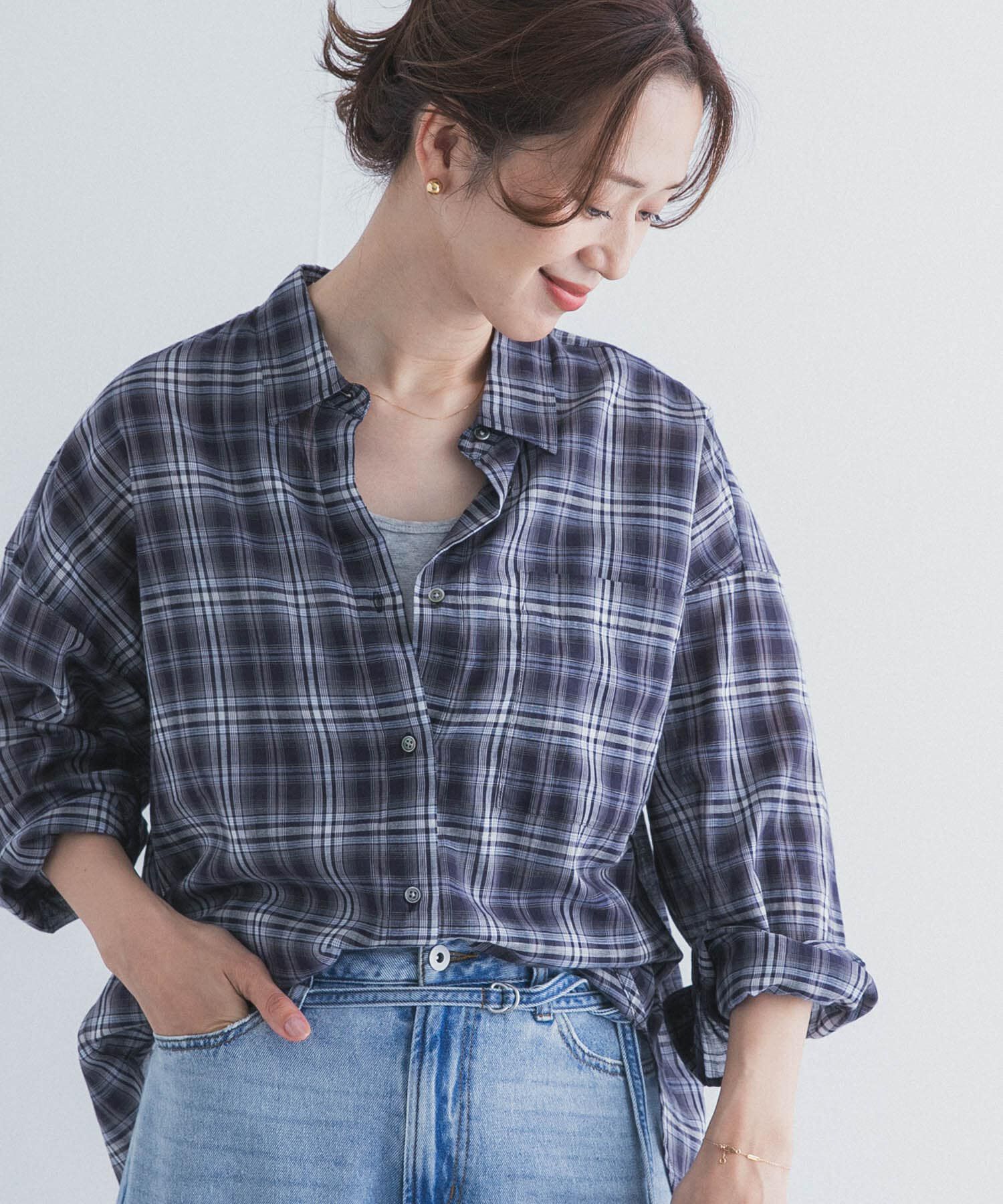 URBAN RESEARCH DOORS「チェックシアーシャツ」|シャツ・ブラウス|