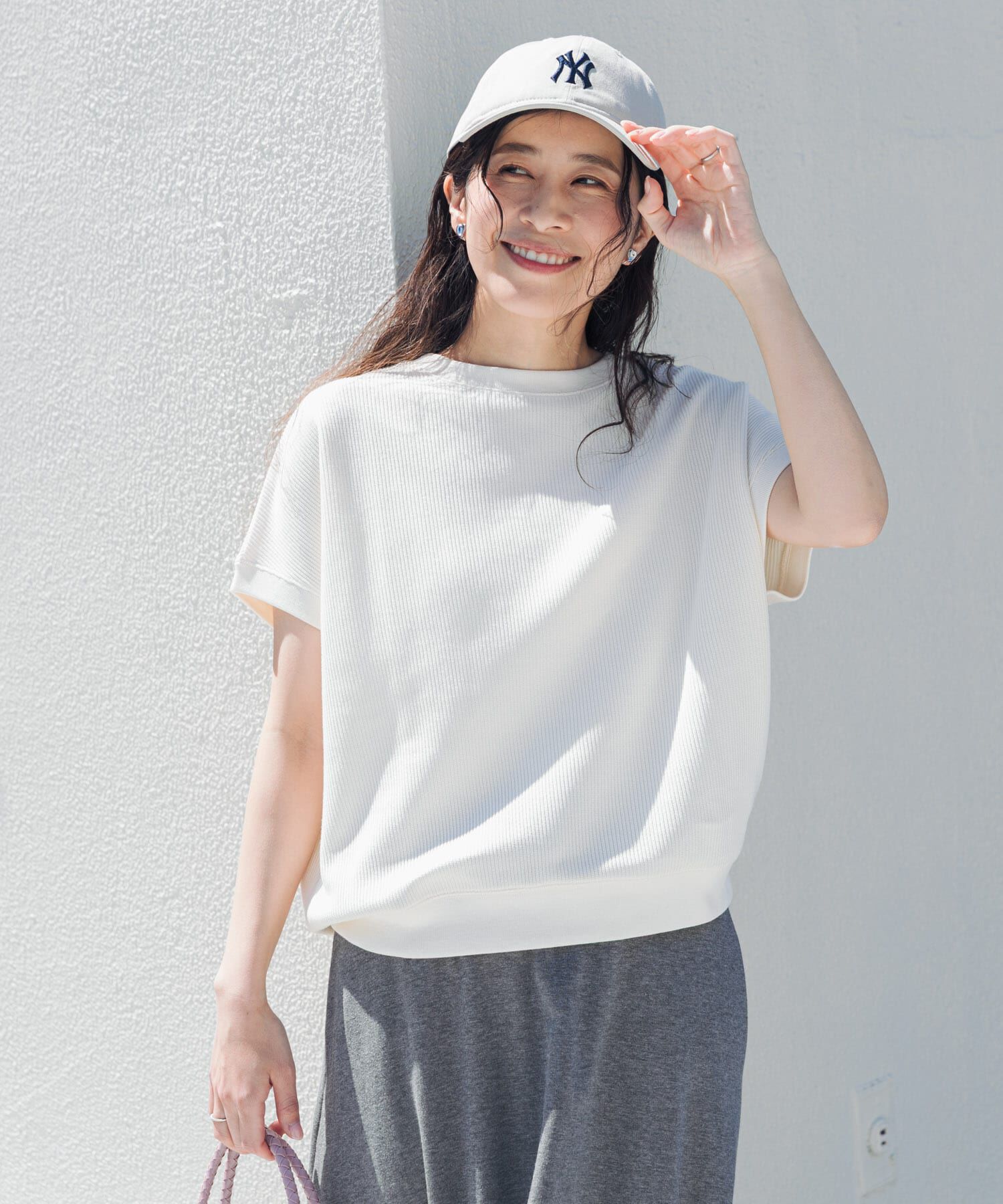 URBAN RESEARCH DOORS「タックフライスフレンチTシャツ」|Tシャツ・カットソー|ナチュラル