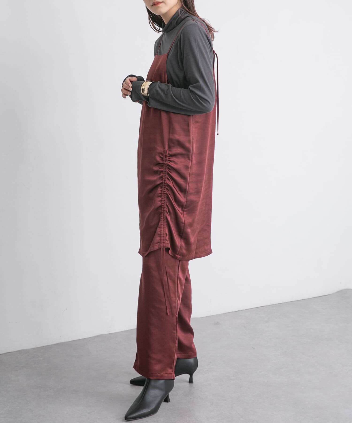  「セットアップキャミワンピース」|ワンピース|ボルドー