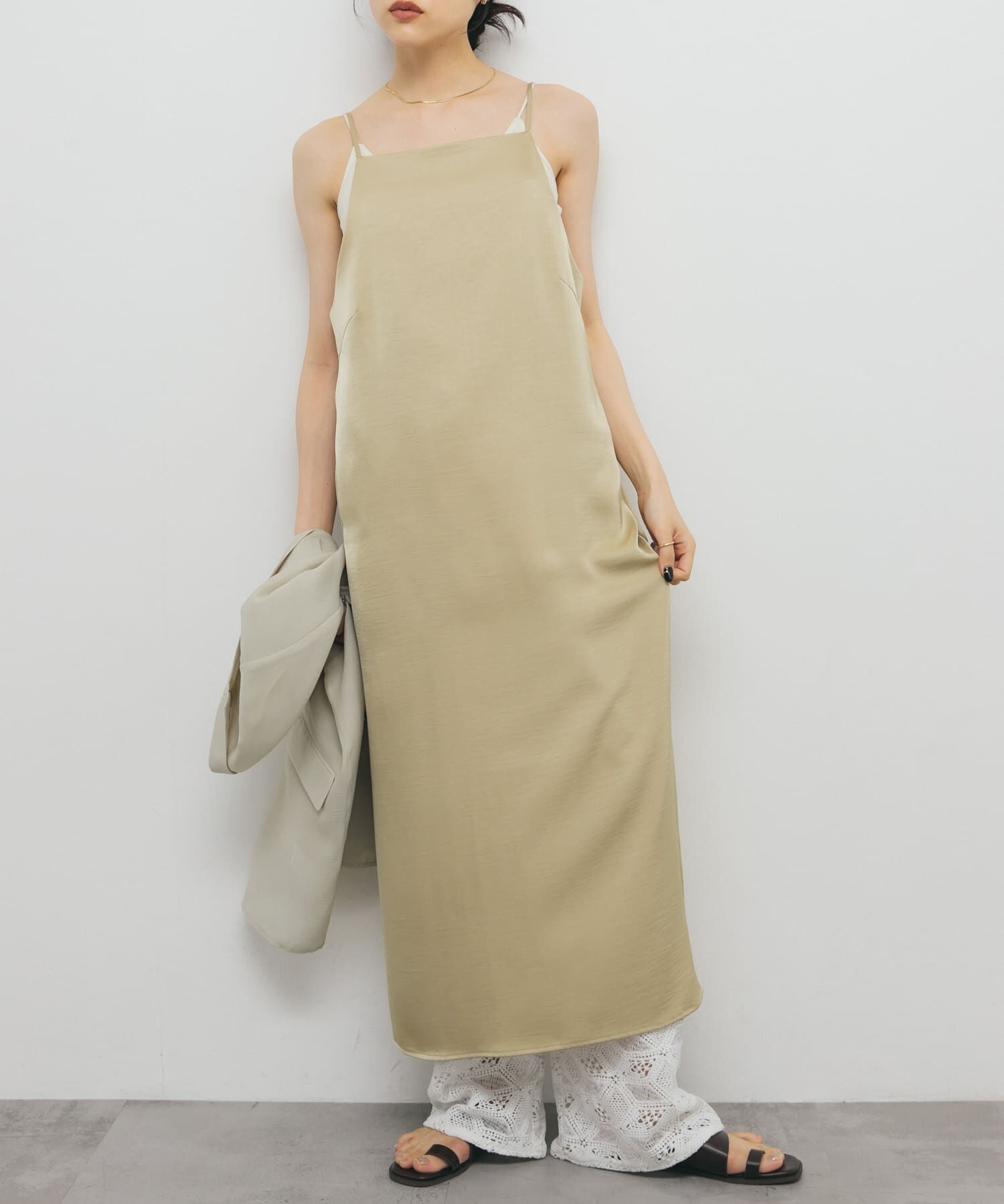  「サテンキャミワンピース」|ワンピース|ベージュ