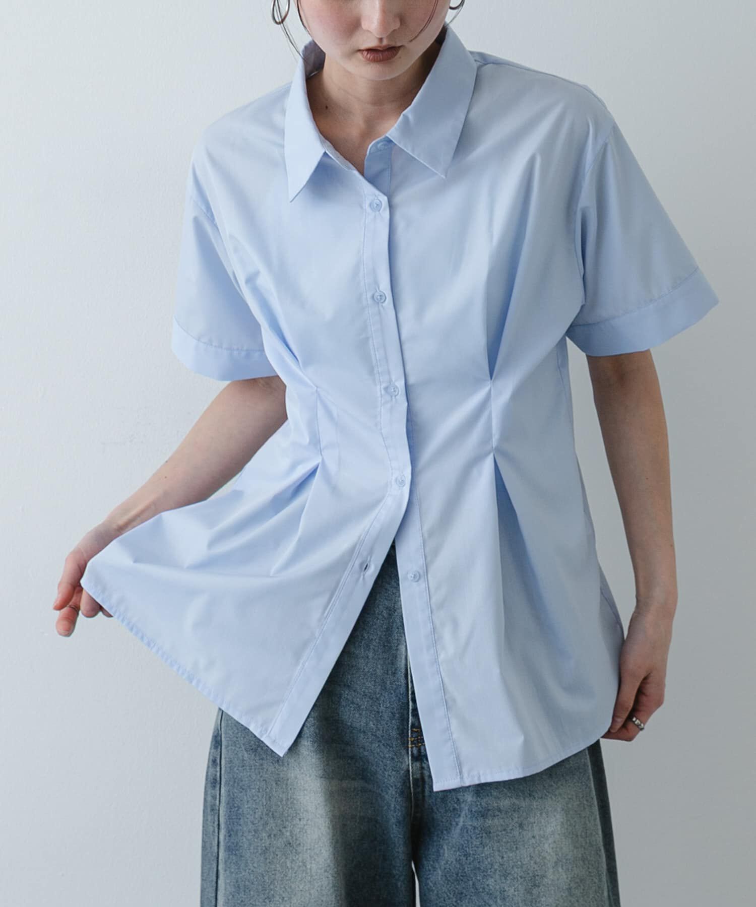 SENSE OF PLACE by URBAN RESEARCH「『イージーケア』ウエストタックハーフスリーブシャツ」|シャツ・ブラウス|ライトブルー