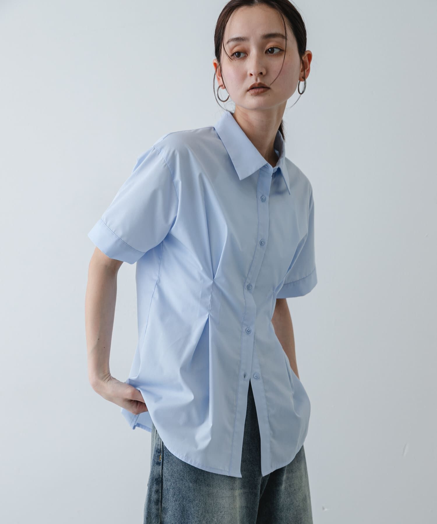 SENSE OF PLACE by URBAN RESEARCH「『イージーケア』ウエストタックハーフスリーブシャツ」|シャツ・ブラウス|