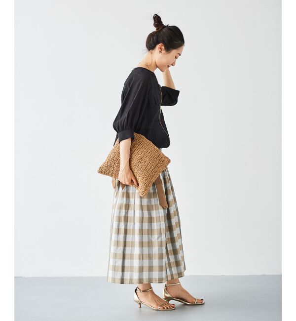 le.coeur blanc「チェック&times;ストライプシャーリングスカート」|スカート|