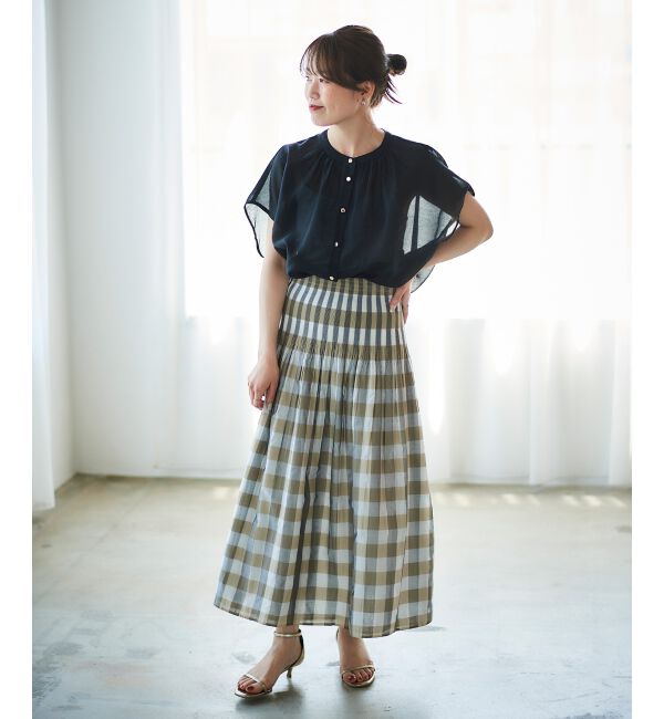 le.coeur blanc「チェック&times;ストライプシャーリングスカート」|スカート|