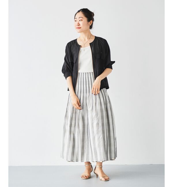 le.coeur blanc「チェック&times;ストライプシャーリングスカート」|スカート|