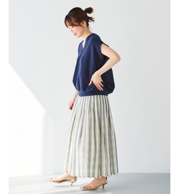 le.coeur blanc「チェック&times;ストライプシャーリングスカート」|スカート|