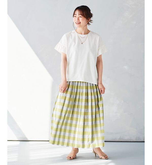 le.coeur blanc「チェック&times;ストライプシャーリングスカート」|スカート|