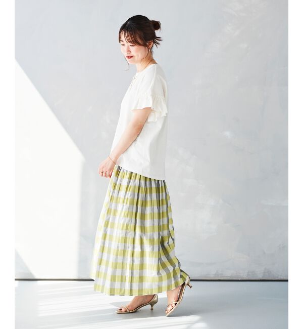 le.coeur blanc「チェック&times;ストライプシャーリングスカート」|スカート|