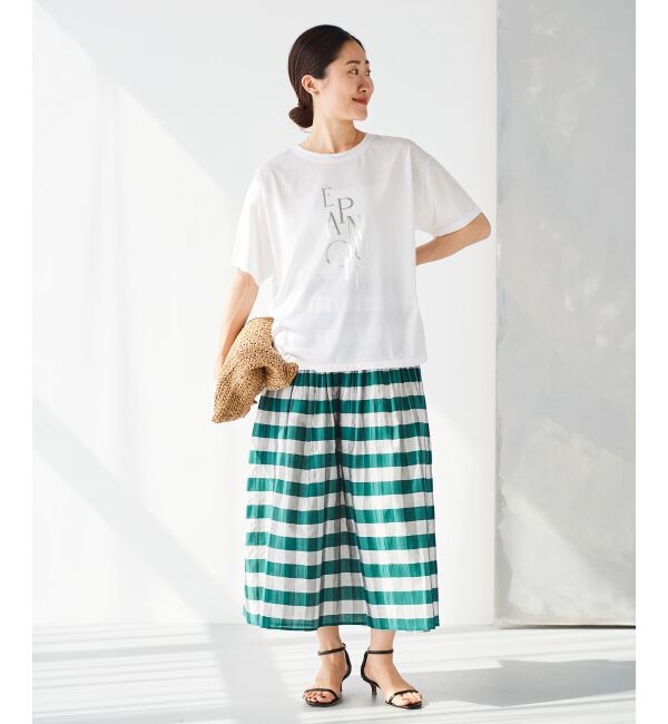 le.coeur blanc「チェック&times;ストライプシャーリングスカート」|スカート|