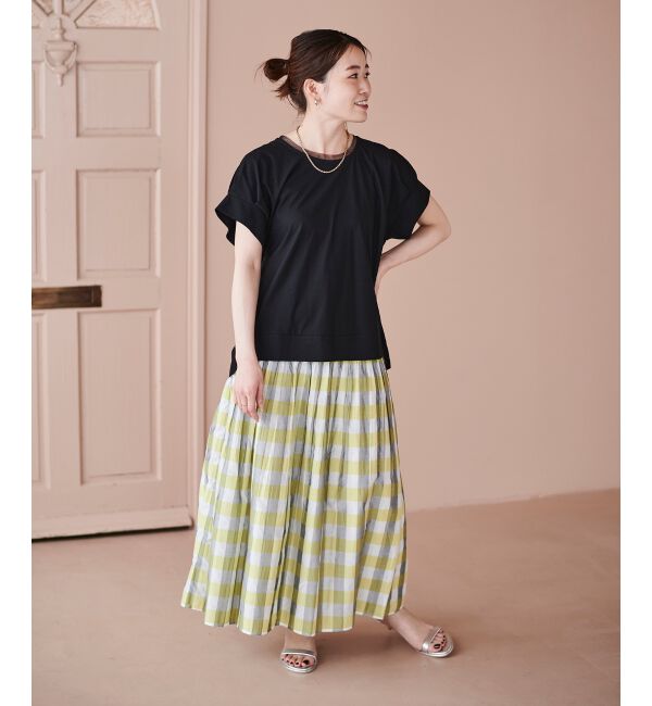 le.coeur blanc「チェック&times;ストライプシャーリングスカート」|スカート|