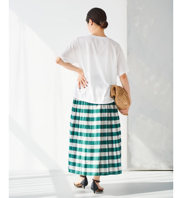 le.coeur blanc「チェック&times;ストライプシャーリングスカート」|スカート|