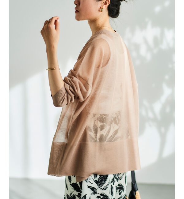  「《手洗い可能》シアーミドル丈カーディガン」|カーディガン|