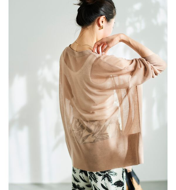  「《手洗い可能》シアーミドル丈カーディガン」|カーディガン|