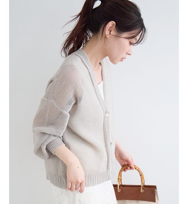  「ペーパーヤーンVネックカーディガン」|カーディガン|