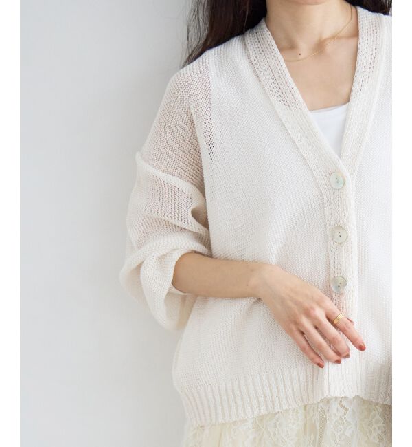  「ペーパーヤーンVネックカーディガン」|カーディガン|