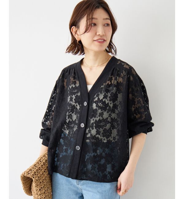  「フラワーメッシュレースカーデ」|カーディガン|