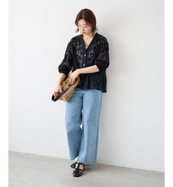  「フラワーメッシュレースカーデ」|カーディガン|