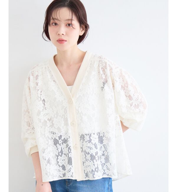  「フラワーメッシュレースカーデ」|カーディガン|