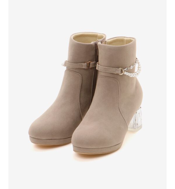 「取り外しパールビジューブーツ」|ショートブーツ|