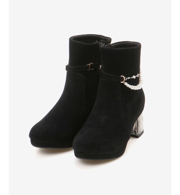  「取り外しパールビジューブーツ」|ショートブーツ|