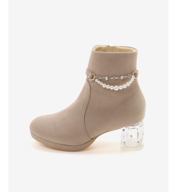  「取り外しパールビジューブーツ」|ショートブーツ|