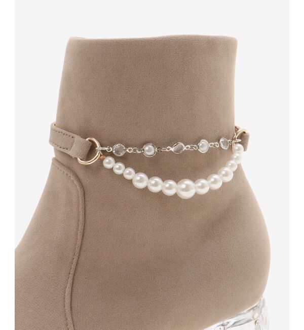  「取り外しパールビジューブーツ」|ショートブーツ|