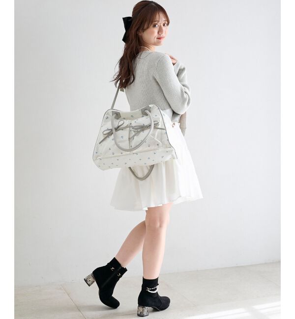  「取り外しパールビジューブーツ」|ショートブーツ|