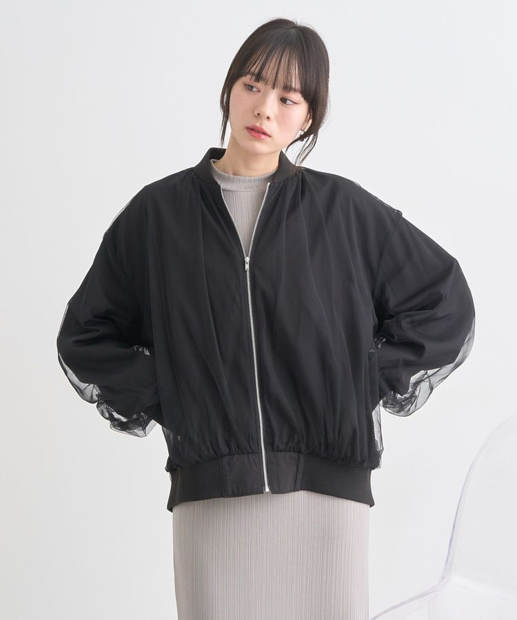 earth music&ecology「チュールレイヤードMA-1」|ブルゾン・スタジャン|