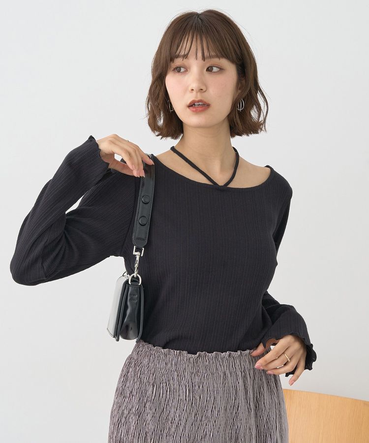 earth music&ecology「チェーンリブホルターネックプルオーバー」|Tシャツ・カットソー|