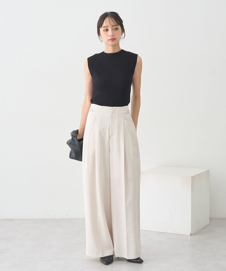 earth music&ecology「ランダムリブボトルネックノースリーブニット」|ニット・セーター|