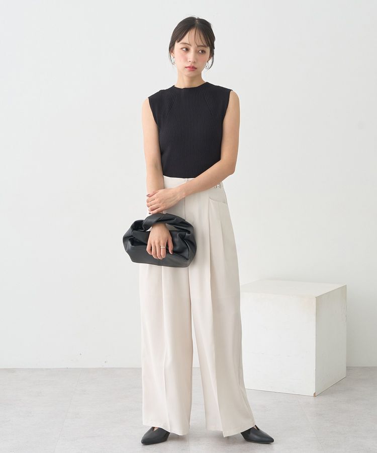 earth music&ecology「ランダムリブボトルネックノースリーブニット」|ニット・セーター|