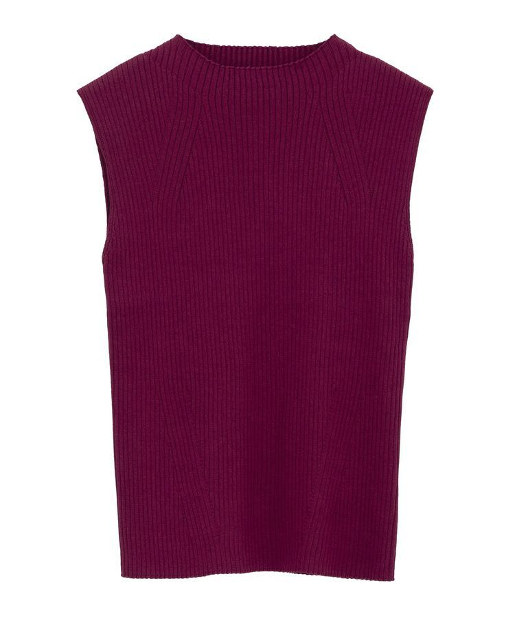 earth music&ecology「ランダムリブボトルネックノースリーブニット」|ニット・セーター|