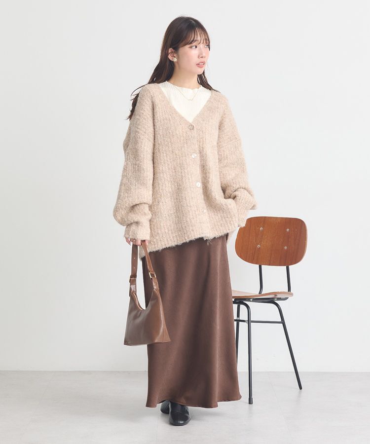 earth music&ecology「MIXカラーブークレカーディガン」|カーディガン|