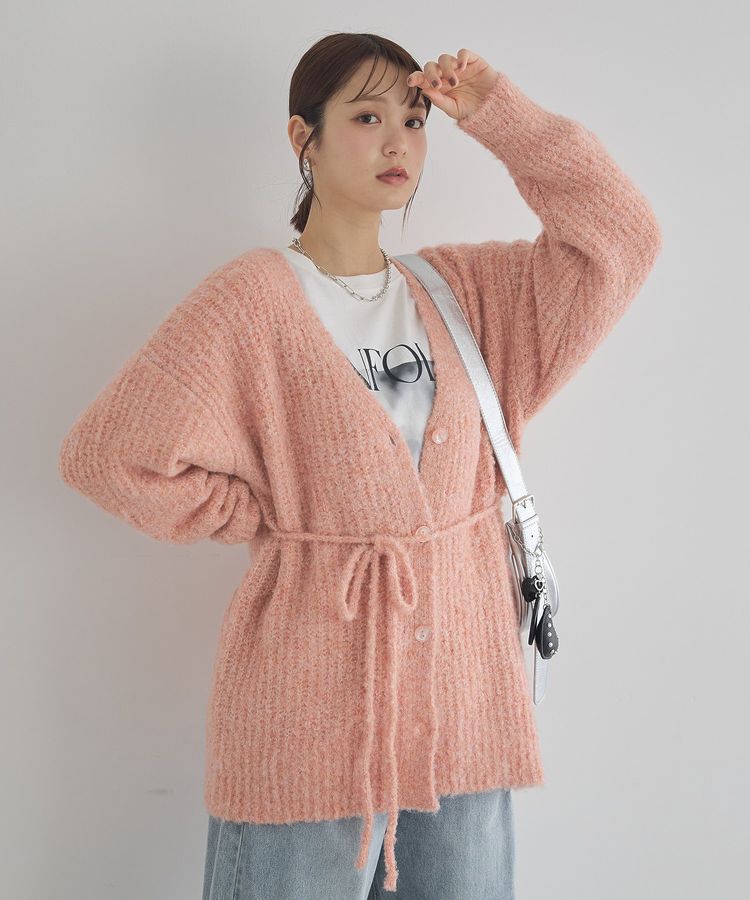 earth music&ecology「MIXカラーブークレカーディガン」|カーディガン|