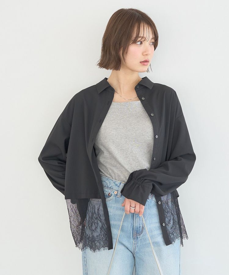 earth music&ecology「適ON レースヘムシャツ」|シャツ・ブラウス|