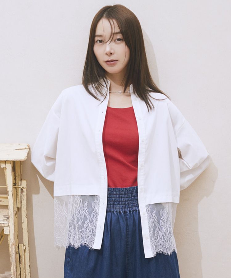 earth music&ecology「適ON レースヘムシャツ」|シャツ・ブラウス|