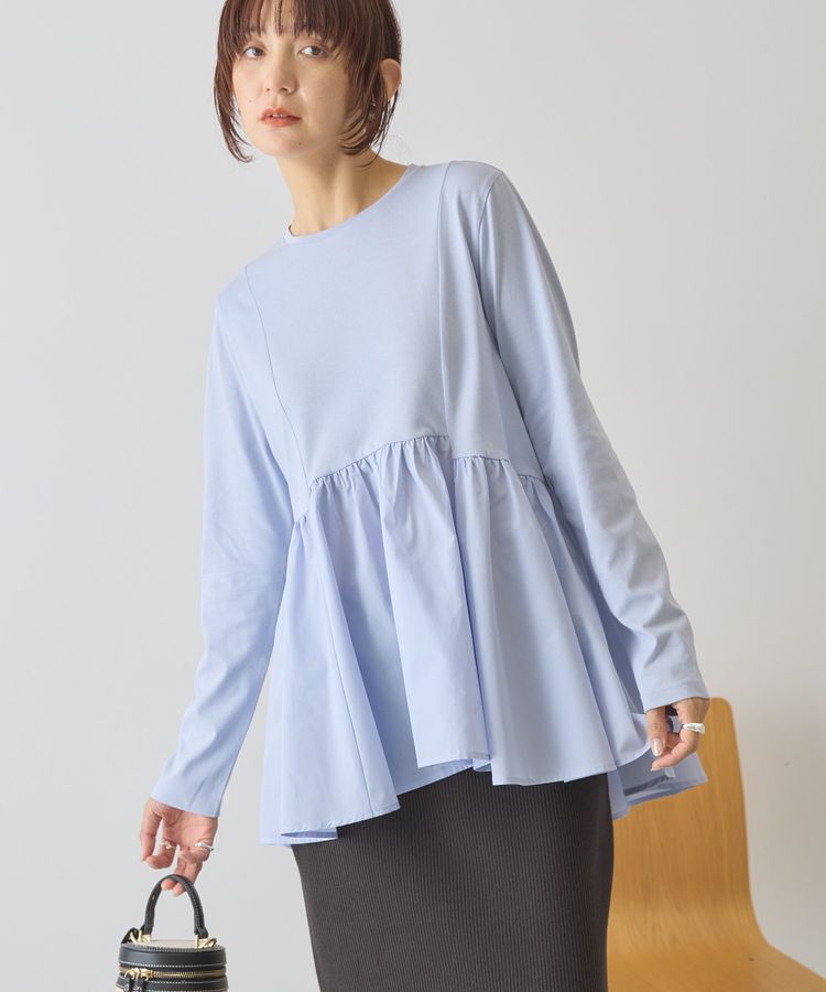 AMERICAN HOLIC「布帛切替ペプラムプルオーバー」|Tシャツ・カットソー|Blue