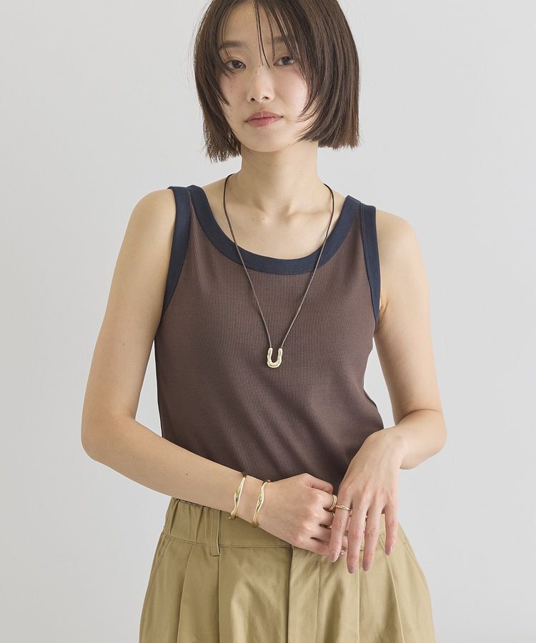 AMERICAN HOLIC「【抗菌防臭】バイカラーテレコタンクトップ」|インナー|Brown