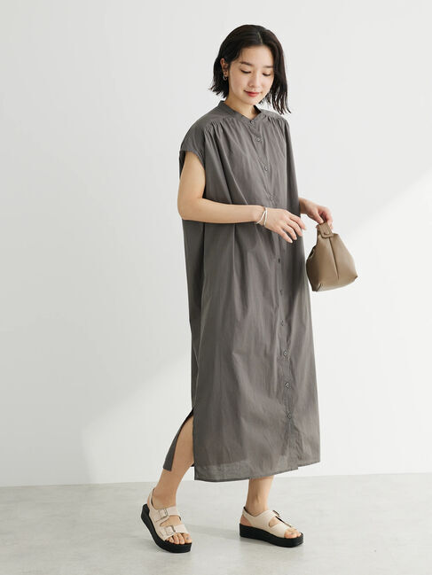 Green Parks「・Petit　Fleur　カラーシャツワンピース」|ワンピース|Charcoal Gray